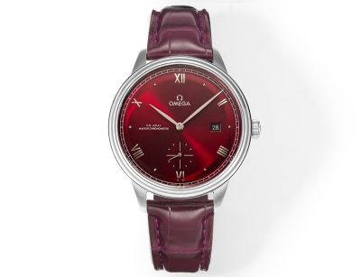 Omega De Ville 41MM Stainless Steel 8802 Movement Italian Cowhide Leather Strap Clone Watch